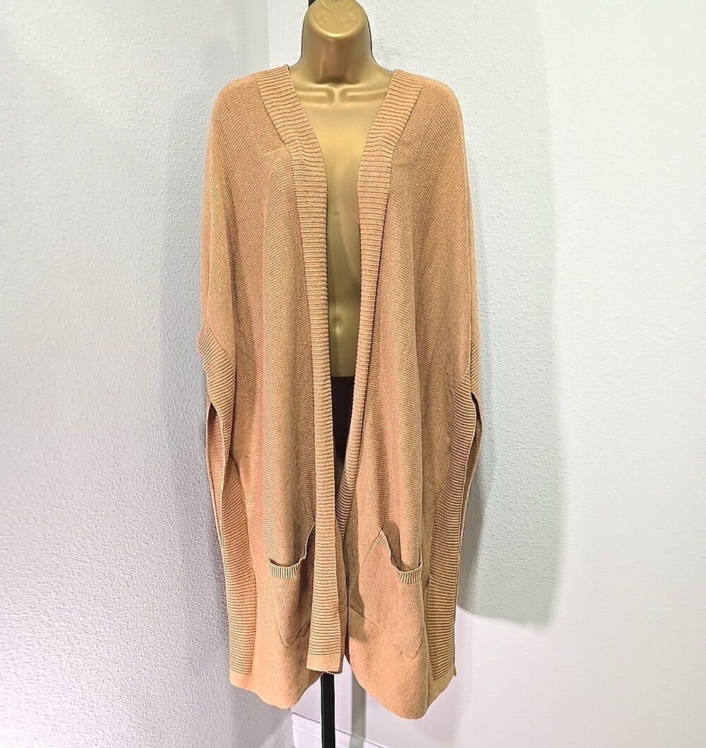 NWT Old Navy Tan Open Front Cardigan Sweater Size XXL Lagenlook Minimalist Boxy
